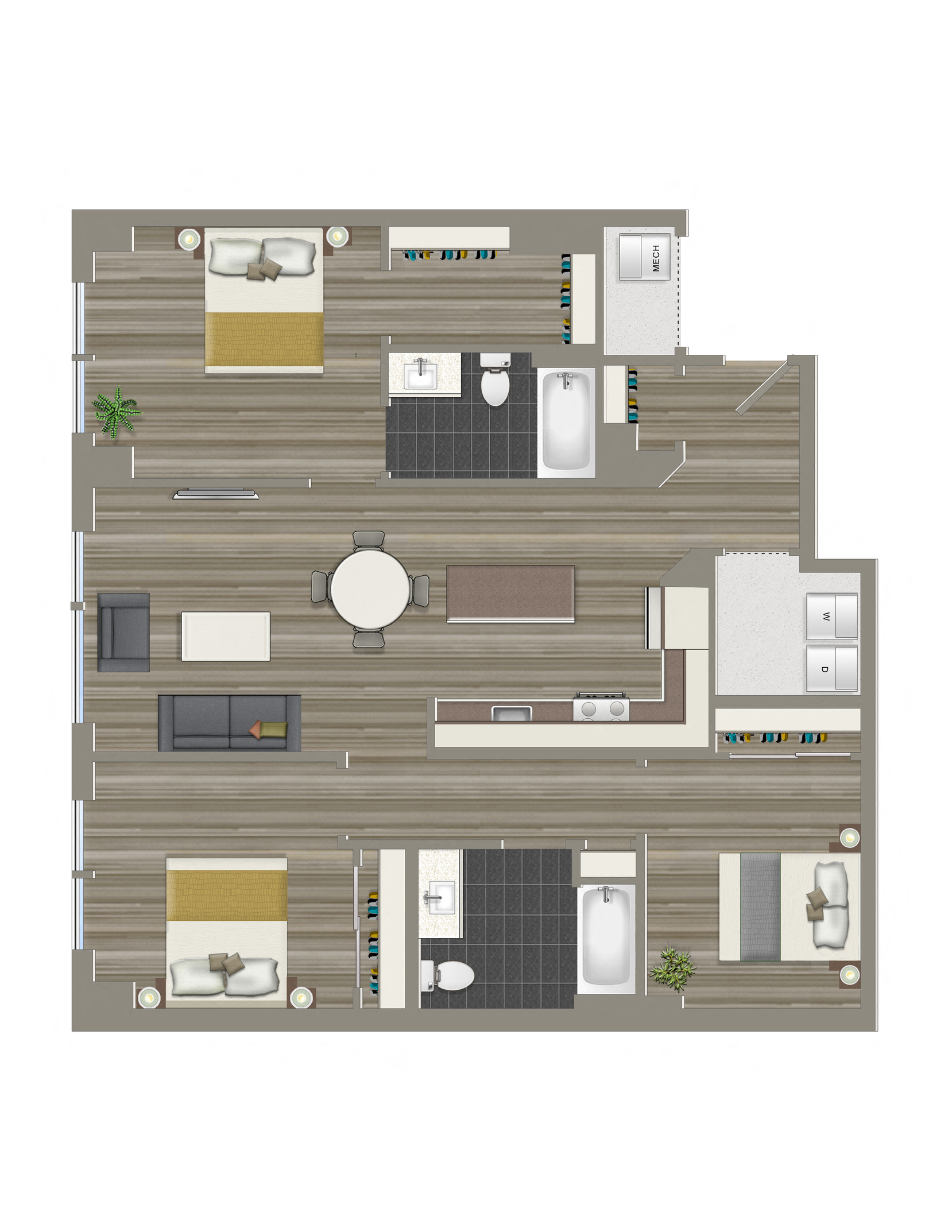 1180-Square-Foot-Three-Bedroom-Two-Bath-Apartment-Floorplan-Available-For-Rent-The-Garrett